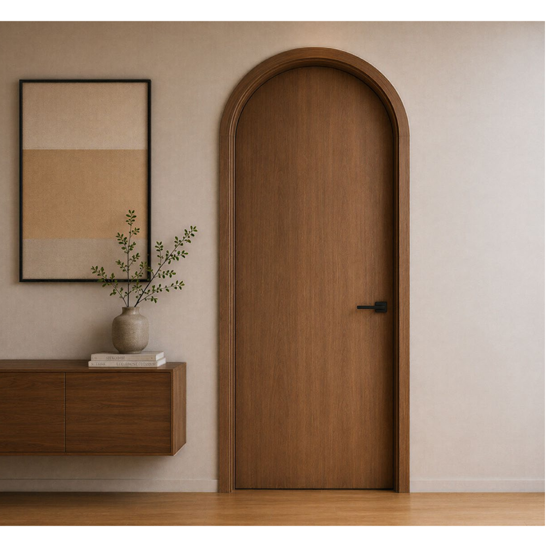 Arched walnut interior door — Atelier